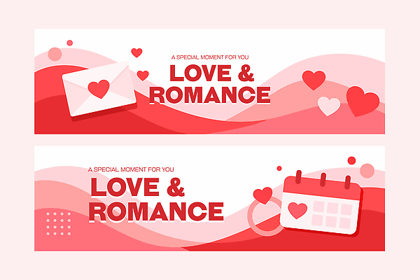 모양 디자인 배너 가로배너 감정 컬러 일러스트 발렌타인데이 사랑 이벤트 그래픽 로맨틱 달력 현수막 플랫 편지 알림 심볼 연애 스타일 미니멀 국내일러스트 AI파일 컨셉 데이이벤트 가로 파일형식 벡터