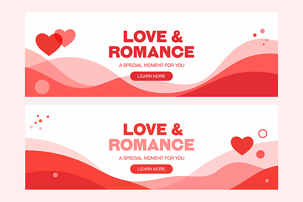 디자인 배너 가로배너 감정 분홍색 컬러 일러스트 발렌타인데이 사랑 이벤트 그래픽 장식 빨간색 축제 매력적 로맨틱 현수막 표현 발표 그림 창의력 국내일러스트 AI파일 컨셉 데이이벤트 가로 파일형식 벡터