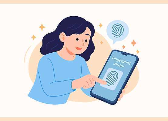 손 일러스트 손가락 모션 기술 사람 소녀 일상 스마트폰 핸드폰 디지털 스크린 기계 터치 기능 생체인식기술 인증 인터페이스 지문인식 국내일러스트 AI파일 여자 어린이 컨셉 라이프 신체부위 전자제품 스마트기기 파일형식 벡터