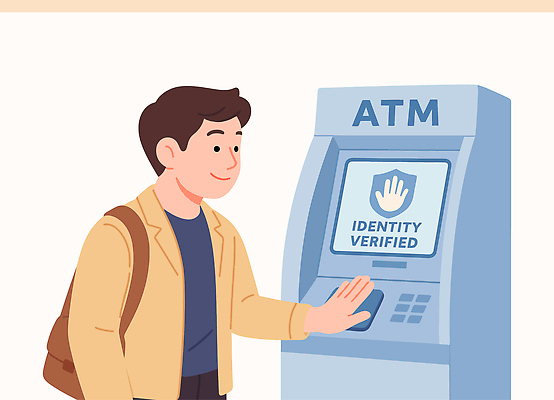 남자 이동 일러스트 기술 안전 사람 일상 금융 기계 장비 거래 정보 도시 작업 서비스 ATM 생체인식기술 인증 인터페이스 사용자 국내일러스트 AI파일 컨셉 라이프 경제 파일형식 벡터