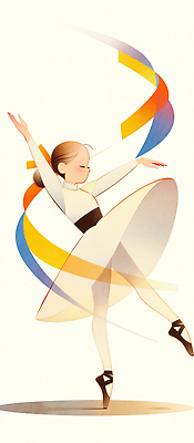 JPG 옷 여자 감정 리본 예술 음악 컬러 포즈 일러스트 모션 미술 공연 무대 표현 춤 우아함 발레리나 뷰티풀 창작 스타일 국내일러스트 AI일러스트 AI콘텐츠 컨셉 문화예술 사람 이벤트 발레 파일형식