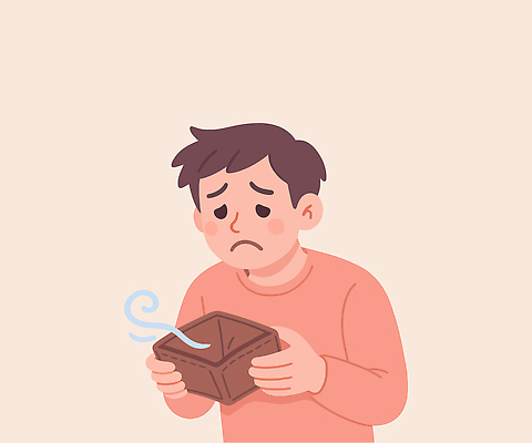 손 남자 감정 일러스트 표정 사람 일상 갈색 슬픔 지갑 소통 아쉬움 우울감 콘텐츠 텅장 국내일러스트 AI파일 컬러 컨셉 라이프 신체부위 합성어 파일형식 벡터