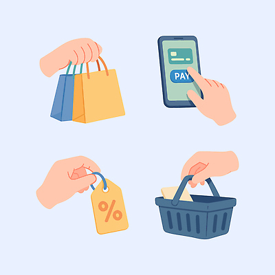 컨셉 가방 모션 신체부위 핸드폰 스마트기기 쇼핑 파일형식 벡터 결제 손 스마트폰 쇼핑백 가격표 바구니 전자상거래 세일 소비 사용자 오브젝트 구매 서비스 선택 상점 상품 거래 쇼핑몰 국내일러스트 AI파일 일러스트 손짓