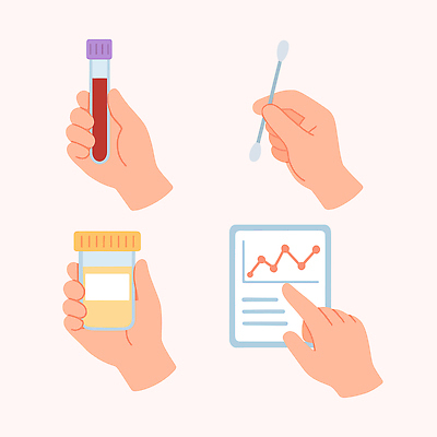 손 일러스트 의학 그래프 건강 병원 실험 손짓 견본 진료 의사 도구 혈액 전문직 결과 약병 분석 검사_조사 면봉 국내일러스트 AI파일 직업 컨셉 모션 신체부위 약 의료진 병_담는 파일형식 벡터