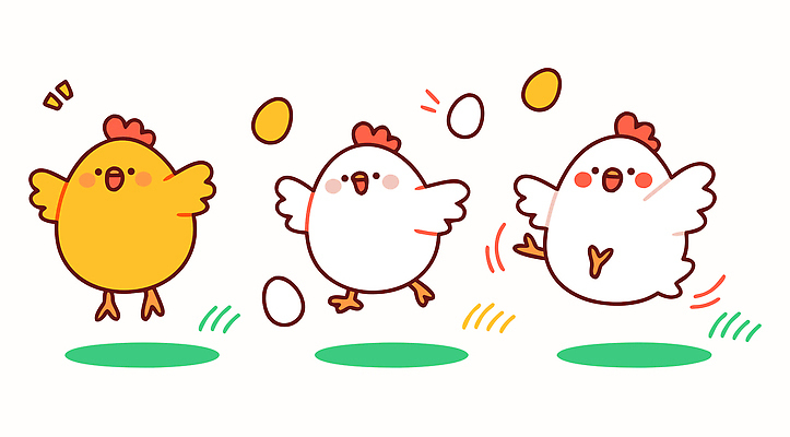 동물 농업 일러스트 모션 자연 생명 생물 사람 친구 달리기 농장 노란색 귀여움 계란 알 흰색 닭 즐거움 닭캐릭터 장면 국내일러스트 AI파일 감정 산업 컬러 동물캐릭터 컨셉 관계 조류 생태계 파일형식 벡터