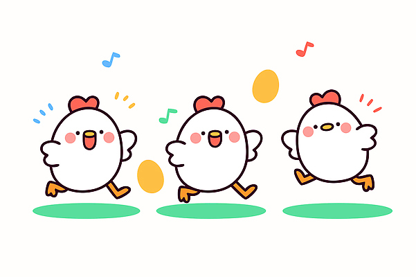 동물 캐릭터 디자인 감정 컬러 일러스트 노래 모션 생명 달리기 농장 귀여움 계란 표현 닭 즐거움 그림 닭캐릭터 국내일러스트 AI파일 음악 동물캐릭터 컨셉 농업 조류 알 파일형식 벡터