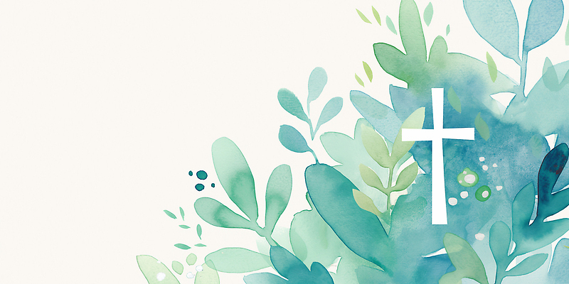 JPG 식물 디자인 기독교 종교 예술 상징 컬러 백그라운드 십자가 일러스트 자연 수채화 그래픽 초록색 디지털 물감 흰색 표현 장면 스타일 국내일러스트 미술도구 생태계 파일형식