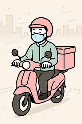 남자 음식 분홍색 교통 이동 일러스트 거리 거리풍경 마스크 일상 봄 운전 스쿠터 도시 시간 작업 배달원 고객 배송 서비스 먼지 황사 미세먼지 국내일러스트 AI파일 직업 계절 컬러 컨셉 모션 사람 풍경 라이프 오토바이 파일형식 벡터