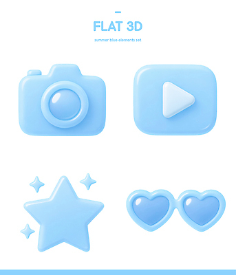 모양 PSD 아이콘 디자인 별 컬러 그래픽 여름 파란색 3D아이콘 3D 카메라 하트 재생 평면 자연요소 계절 전자제품 디지털합성 파일형식
