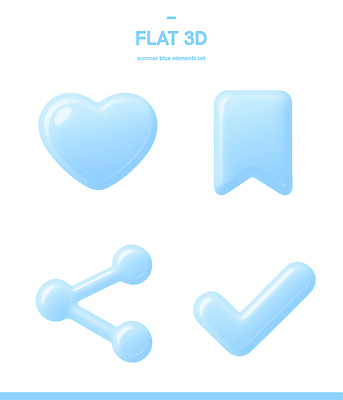 모양 PSD 아이콘 디자인 배너 그래픽 장식 여름 파란색 3D아이콘 3D 하트 체크표시 심플 부드러움 연결고리 계절 컬러 감각 디지털합성 확인 파일형식