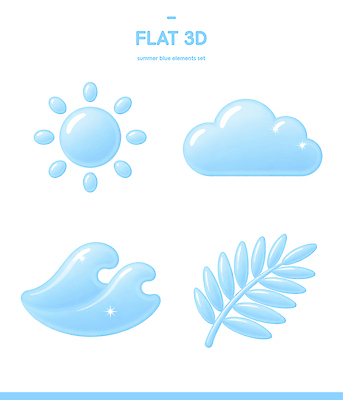모양 PSD 아이콘 디자인 파도 컬러 잎 자연 여름 파란색 3D아이콘 태양 3D 배열 평면 자연요소 식물 계절 바다 디지털합성 생태계 파일형식