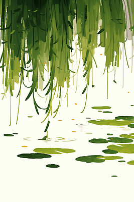 JPG 식물 물결 잎 일러스트 자연 생명 날씨 나뭇잎 풍경 초록색 물 여름 반사 환경 봄 수면 떨어짐 숲 수조 생태계 국내일러스트 AI일러스트 AI콘텐츠 자연요소 계절 컬러 컨셉 파일형식