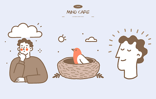 행복 감정 생각 일러스트 자연 조류 하늘 휴식 건강 관리 사람 일상 태양 마음 관찰 둥지 집중 명상 그림 국내일러스트 AI파일 자연요소 동물 컨셉 모션 라이프 생태계 파일형식 벡터