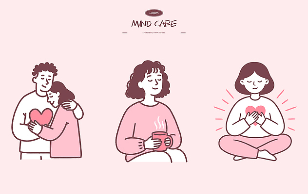 행복 감정 생각 일러스트 관계 모션 휴식 건강 관리 사랑 사람 평화 만남 마음 영혼 편안함 명상 소통 돌봄 국내일러스트 AI파일 컨셉 감각 파일형식 벡터