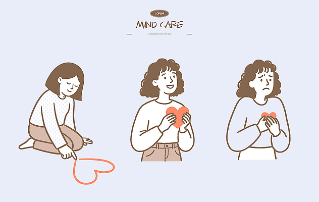 모양 행복 감정 일러스트 따뜻함 건강 관리 사랑 사람 두명 슬픔 마음 표현 그리기 심리 소통 관심 돌봄 국내일러스트 AI파일 컨셉 모션 파일형식 벡터