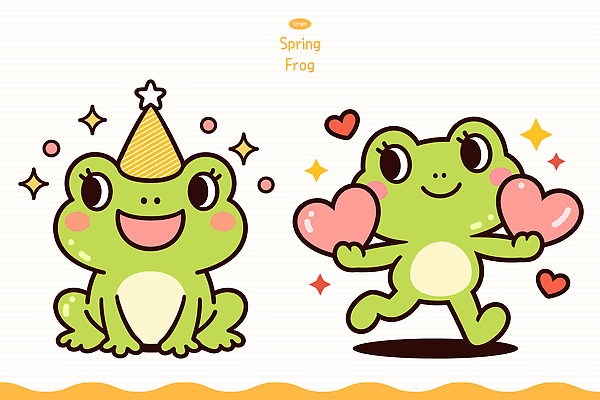 동물 캐릭터 디자인 컬러 일러스트 모션 개구리 사랑 웃음 친구 파티 귀여움 축제 봄 기쁨 하트 표현 생동감 일러캐릭터 AI파일 모양 계절 감정 컨셉 관계 표정 양서류 이벤트 파일형식 벡터