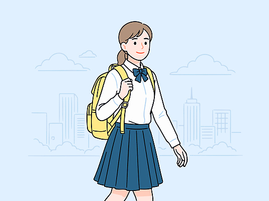 주간 학생 교복 백그라운드 이동 가방 일러스트 학교 모션 청소년 하늘 거리 사람 풍경 건물 라이프 친구 치마 노란색 걷기 도시 신학기 국내일러스트 AI파일 자연요소 건축물 잡화 옷 교육 컬러 컨셉 관계 하의 생활 파일형식 벡터