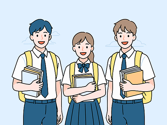 학생 교육 교복 일러스트 학교 모션 청소년 협력 웃음 책 친구 학습 청춘 모임 자유 즐거움 신학기 긍정 열정 소통 국내일러스트 AI파일 옷 감정 컨셉 관계 표정 사람 파일형식 벡터