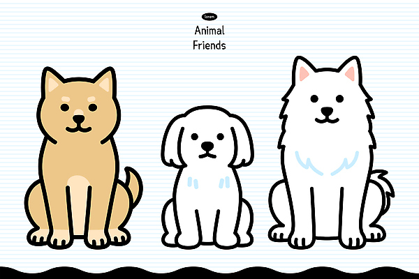 동물 행복 일러스트 털 웃음 앉기 친구 반려동물 갈색 귀여움 흰색 삼 그룹 강아지 그림 커뮤니티 나란히 국내일러스트 AI파일 감정 컬러 컨셉 채소 관계 모션 표정 개 파일형식 벡터