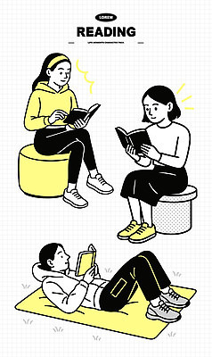 학생 생각 일러스트 모션 상상 커뮤니케이션 휴식 이야기 여러명 취미 일상 책 친구 독서 공간 시간 집중 즐거움 국내일러스트 AI파일 감정 다수 컨셉 관계 사람 라이프 파일형식 벡터