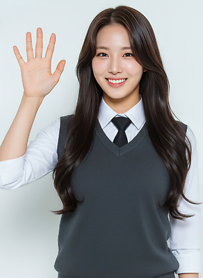 JPG 편집이미지 학생 긴머리 손 여자 교육 교복 백그라운드 셔츠 바지 모션 고등학생 고등학교 표정 미소 머리 인사 중학교 의료성형뷰티 편집실사 AI인물포토 AI콘텐츠 헤어스타일 옷 상의 학교 청소년 하의 사람 신체부위 예절 CG 파일형식 AI포토