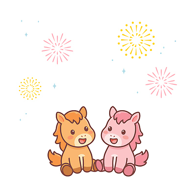 계절 감정 동물캐릭터 컨셉 관계 모션 놀이 표정 사람 십이지신 말_동물 파일형식 벡터 2026년 말_게임 불꽃놀이 친구 앉기 즐거움 컬러 웃음 장식 축제 동물 캐릭터 아기 환경 여름 축하 AI파일 일러스트 국내일러스트 말띠 붉은말 말캐릭터 병오년