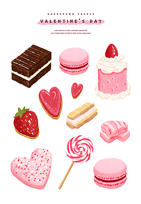 모양 PSD 기념일 분홍색 컬러 과일 일러스트 딸기 디저트 발렌타인데이 사탕 사랑 파티 케이크 초콜릿 하트 생일 달콤 크림 오브젝트 레시피 마카롱 엘리먼트 국내일러스트 감정 음식 데이이벤트 이벤트 맛 파일형식
