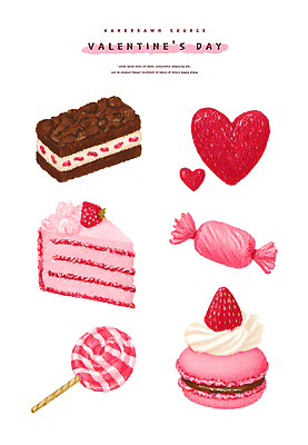 PSD 디자인 분홍색 컬러 패턴 일러스트 딸기 문구용품 디저트 발렌타인데이 사탕 사랑 파티 케이크 초콜릿 축제 하트 생일 달콤 오브젝트 마카롱 먹거리 엘리먼트 핸드메이드 국내일러스트 모양 기념일 감정 음식 무늬 과일 데이이벤트 이벤트 맛 파일형식