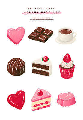 PSD 커플 기념일 음식 분홍색 일러스트 디저트 발렌타인데이 선물 사랑 파티 과자 케이크 초콜릿 하트 축하 달콤 컵케이크 오브젝트 그림 엘리먼트 핸드메이드 국내일러스트 모양 감정 컬러 컨셉 관계 데이이벤트 이벤트 맛 파일형식