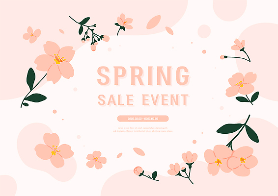 디자인 꽃 포스터 분홍색 컬러 백그라운드 일러스트 텍스트 생명 이벤트 그래픽 장식 세일 봄 원형 알림 이미지 꽃프레임 뷰티풀 국내일러스트 AI파일 도형 식물 계절 프레임 파일형식 벡터