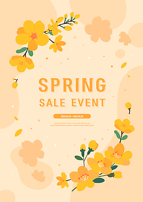디자인 꽃 포스터 백그라운드 일러스트 이벤트 그래픽 장식 쇼핑 노란색 세일 봄 날짜 소비 상품 고객 알림 꽃프레임 마케팅 국내일러스트 AI파일 식물 계절 컬러 프레임 파일형식 벡터