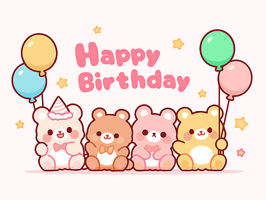 동물 기념일 리본 인형 컬러 백그라운드 일러스트 곰 함께함 선물 장식 친구 파티 귀여움 모임 축하 생일 즐거움 풍선 국내일러스트 AI파일 감정 컨셉 포유류 관계 이벤트 파일형식 벡터