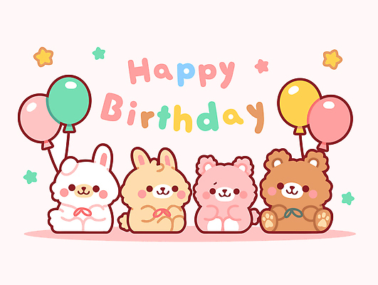 동물 캐릭터 디자인 인형 컬러 백그라운드 일러스트 곰 놀이 선물 친구 파티 축하 토끼 생일 즐거움 풍선 국내일러스트 AI파일 기념일 감정 컨셉 포유류 관계 이벤트 반려동물 파일형식 벡터