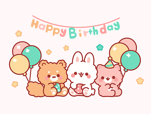 동물 캐릭터 디자인 기념일 어린이 컬러 백그라운드 일러스트 곰 장식 파티 귀여움 고양이 축하 토끼 생일 즐거움 풍선 국내일러스트 AI파일 감정 컨셉 포유류 사람 이벤트 반려동물 파일형식 벡터