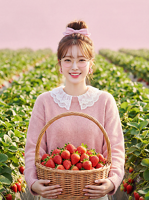 JPG 식물 편집이미지 여자 과일 자연 딸기 웃음 일상 여름 농장 바구니 농사 수확 친환경 딸기밭 의료성형뷰티 편집실사 AI인물포토 AI콘텐츠 계절 밭 농업 표정 사람 라이프 환경 CG 생태계 파일형식 AI포토