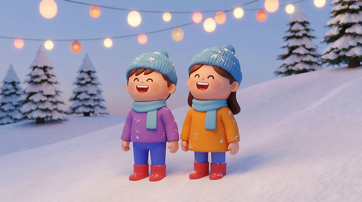 JPG 편집이미지 캐릭터 컬러 겨울 놀이 조명 산 웃음 이벤트 스카프 눈 놀이기구 언덕 즐거움 겨울방학 편집3D AI컴퓨터그래픽 AI콘텐츠 자연요소 계절 감정 날씨 방학 표정 3D 목도리 파일형식