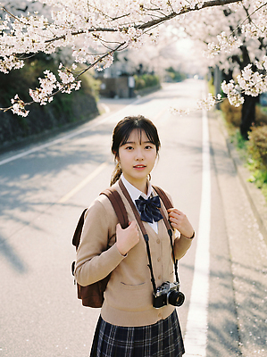 JPG 나무 편집이미지 학생 꽃 행복 교복 가방 학교 청소년 여고생 거리 풍경 소녀 햇빛 카메라 봄 벚꽃 의료성형뷰티 편집실사 AI인물포토 AI콘텐츠 식물 잡화 옷 계절 여자 교육 감정 어린이 고등학생 사람 전자제품 태양 CG 파일형식 AI포토