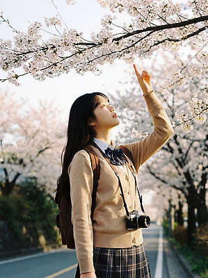 JPG 나무 편집이미지 꽃 교복 손가락 자연 여고생 거리 풍경 소녀 햇빛 카메라 촬영 봄 벚꽃 가리킴 학원 의료성형뷰티 편집실사 AI인물포토 AI콘텐츠 식물 손 옷 계절 여자 교육 어린이 고등학생 손짓 전자제품 태양 CG 생태계 파일형식 AI포토