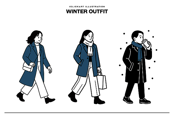 잡화 옷 계절 패션 겨울 하의 내부 라이프 목도리 외투 신조어 파일형식 벡터 사람 스타일 코트 바지 스카프 음료 쇼핑 가방 실내 야외 컬러 디자인 일상 일러스트 국내일러스트 AI파일 오오티디 겨울옷