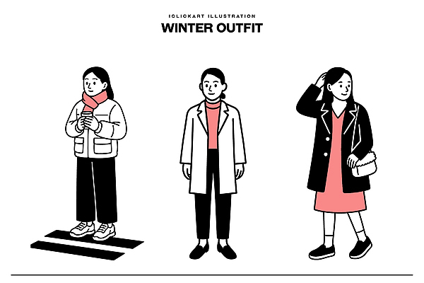 잡화 옷 계절 패션 음료 상의 겨울 하의 사람 외투 신조어 파일형식 벡터 스타일 여자 남자 거리 코코아 신발 재킷 코트 스웨터 치마 가방 진 길 세트 일러스트 국내일러스트 AI파일 오오티디 겨울옷