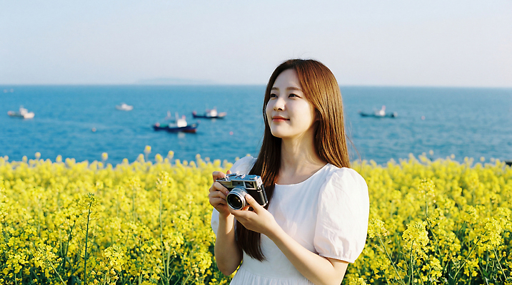 JPG 편집이미지 여자 꽃 행복 바다 여행 자연 날씨 밝음 풍경 해변 제주도 카메라 촬영 의료성형뷰티 편집실사 AI인물포토 AI콘텐츠 식물 감정 한국 사람 전자제품 CG 생태계 파일형식 AI포토