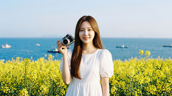 JPG 편집이미지 여자 행복 바다 여행 꽃밭 자연 날씨 미소 풍경 여름 제주도 노란색 카메라 촬영 사진사 의료성형뷰티 편집실사 AI인물포토 AI콘텐츠 계절 꽃 감정 컬러 한국 표정 사람 전자제품 작가 CG 생태계 파일형식 AI포토
