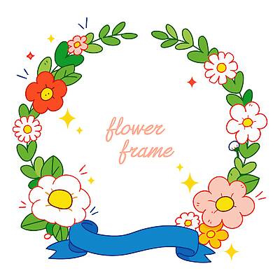 도형 식물 꽃 선 무늬 프레임 파일형식 벡터 디자인 잎 장식 곡선 색감 그림 컬러 디지털아트 패턴 꽃밭 원형 일러스트 국내일러스트 AI파일 꽃프레임