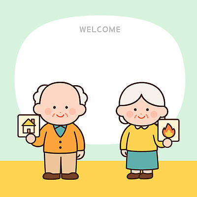 손 부부 노년 행복 백그라운드 일러스트 가족 불 주택 따뜻함 표정 미소 생활 노부부 만남 연령 그림 커뮤니티 환영 소통 국내일러스트 AI파일 자연요소 커플 감정 컨셉 관계 성인 건물 신체부위 파일형식 벡터