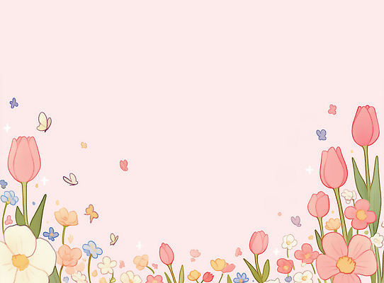 JPG 식물 디자인 꽃 종이 분홍색 컬러 나비 백그라운드 일러스트 자연 생명 색연필 프레임 잔디 봄 들꽃 튤립 꽃집 파스텔 뷰티풀 카피스페이스 국내일러스트 AI일러스트 AI콘텐츠 계절 곤충 학용품 상점 공백 생태계 파일형식