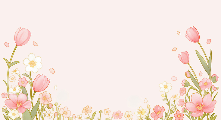 JPG 식물 문양 디자인 계절 꽃잎 꽃 예술 분홍색 컬러 백그라운드 꽃밭 일러스트 봄꽃 자연 프레임 그래픽 장식 봄 들꽃 튤립 성장 뷰티풀 카피스페이스 국내일러스트 AI일러스트 AI콘텐츠 공백 생태계 파일형식