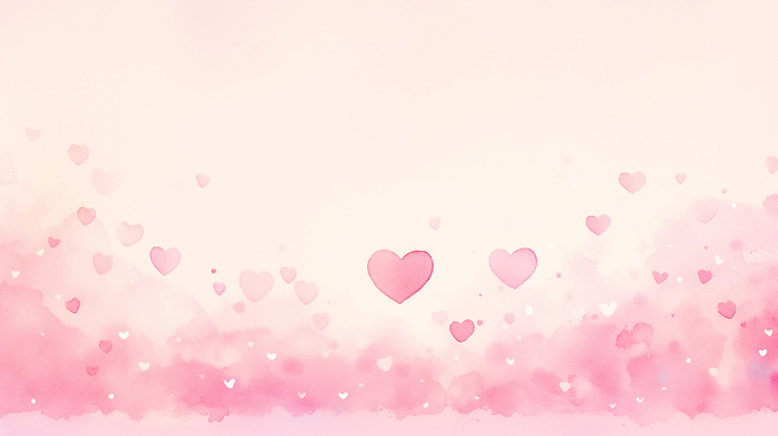 JPG 디자인 기념일 감정 분홍색 컬러 백그라운드 패턴 일러스트 수채화 발렌타인데이 사랑 여러개 공간 하트 표현 크기 그림 심플 부드러움 국내일러스트 AI일러스트 AI콘텐츠 모양 다수 무늬 데이이벤트 이벤트 감각 파일형식