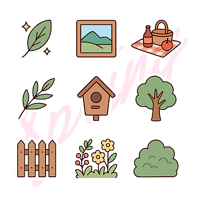 식물 계절 잎 밭 야외활동 생태계 파일형식 벡터 자연 그림 나뭇잎 소풍 바구니 산 이사 나무 꽃 텃밭 숲 야외 풍경 디자인 그래픽 색칠 예술 일러스트 국내일러스트 AI파일 봄