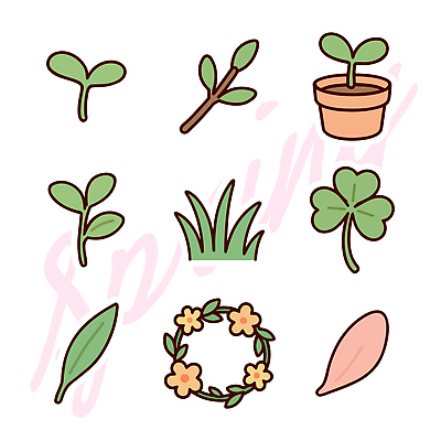 식물 디자인 꽃 화분 예술 컬러 잎 채소 일러스트 자연 생명 잔디 초원 그래픽 초록색 환경 봄 원형 클로버 국내일러스트 AI파일 도형 계절 생태계 파일형식 벡터