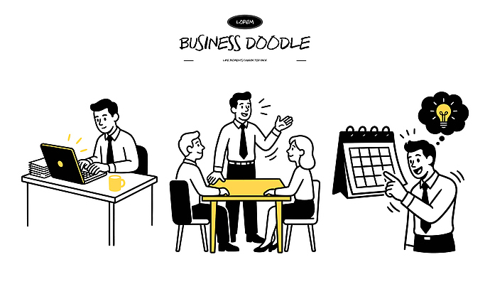 가구 다수 컨셉 비즈니스 말하기 사람 전자제품 작업 파일형식 벡터 사무실 회의 아이디어 대화 노트북 여러명 탁자 계획 시간관리 업무 발표 의사소통 협력 문제해결 브레인스토밍 달력 문서 일러스트 국내일러스트 AI파일